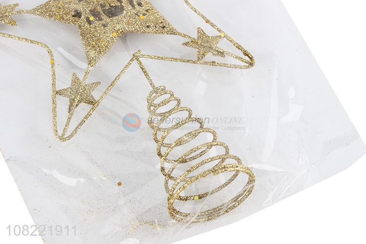 Popular Gold Five-Pointed Star For Christmas Tree Decoration