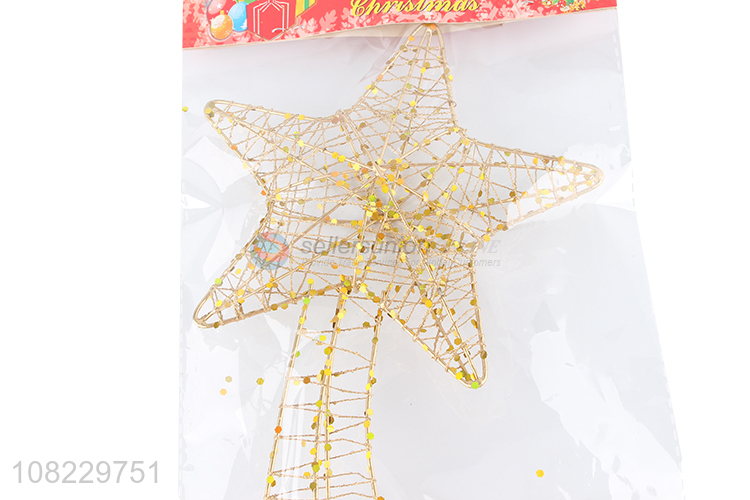 China supplier sequined Xmas ornaments Christms star tree topper