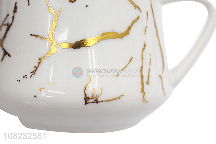 Hot selling marble pattern ceramic coffee cups and saucers for gift