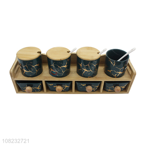 Wholesale Nordic style ceramic spice jar set ceramic seasoning pot set