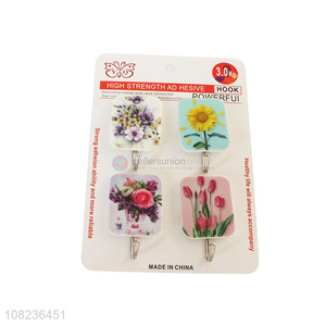 Fashion Flower Pattern Heavy Duty Sticky Hooks Wall Hooks