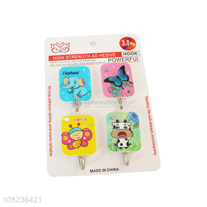 Wholesale 4 Pieces Cartoon Printed Sticky Hooks Wall Hooks