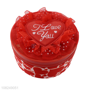 Top quality round plastic gifts wrapping box with lace