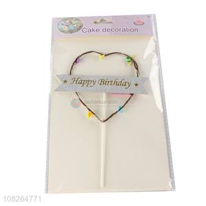 Factory wholesale heart shape happy birthday cake topper