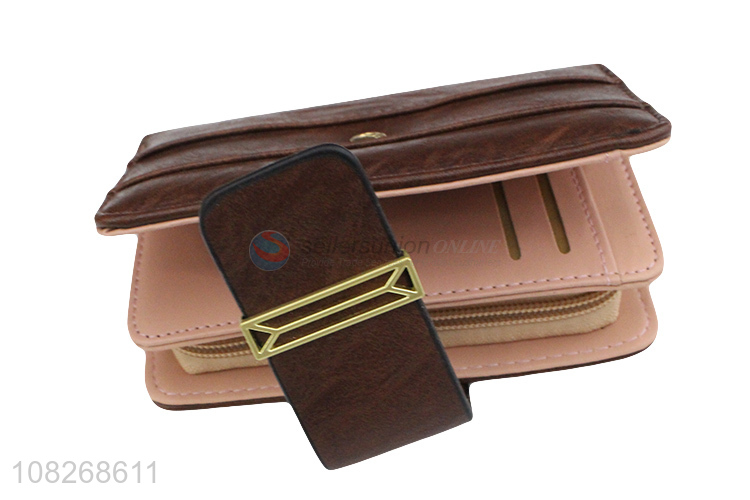 High quality women wallets bifold zipper pocket wallet card case