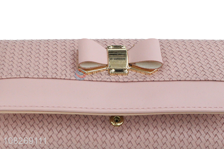 New arrival long woven women wallet bowknot clutch purse card holder