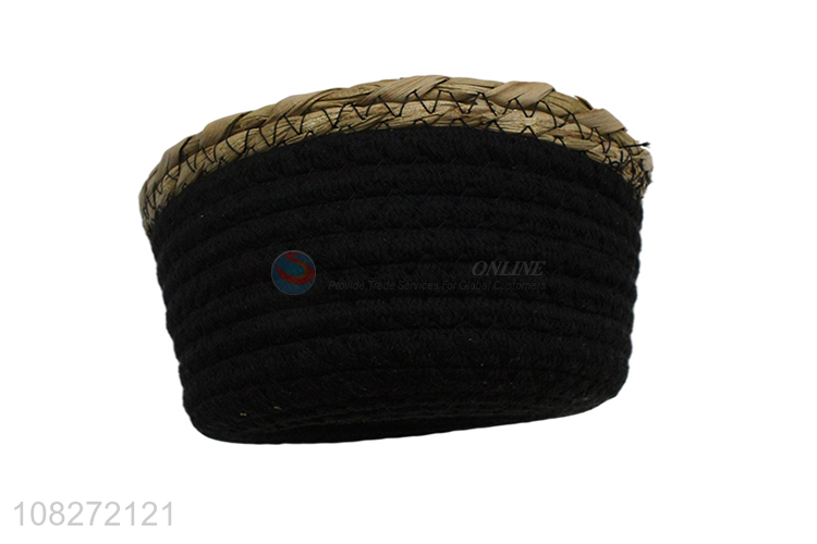 Factory supply small woven straw basket woven rope storage container