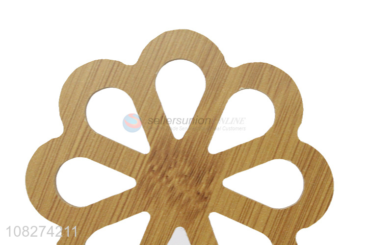 Wholesale hollowed out bamboo placemat set creative heat insulated pads