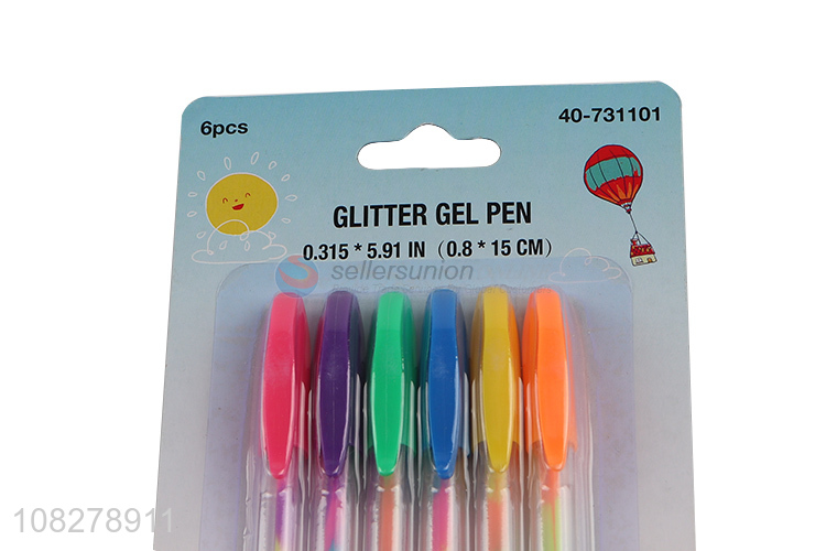 China imports 6 pieces rainbow gel ink pens for kids art drawing