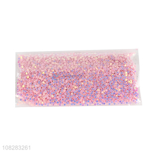 Best Quality 3Mm Glitter Pink Pentacle Nail Decals Sequins