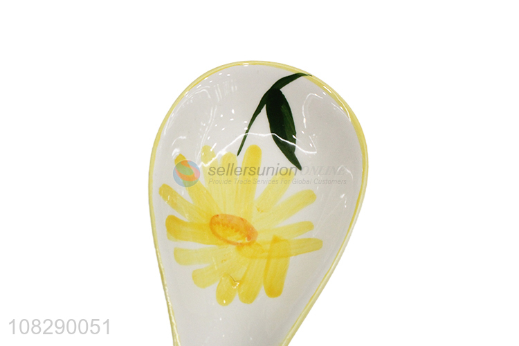 Wholesale price creative mini ceramic scoop restaurant dinner spoon