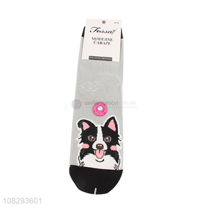 Good Quality Cute Dog Pattern Breathable Cotton Crew Socks