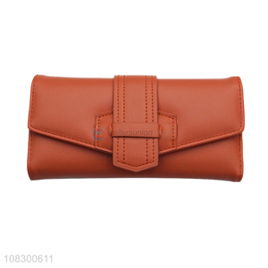 Factory price pu leather women wallets trifold clutch wallet