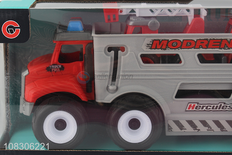 Inertial Fire Engine With Two Little Car Toy Vehicle Set