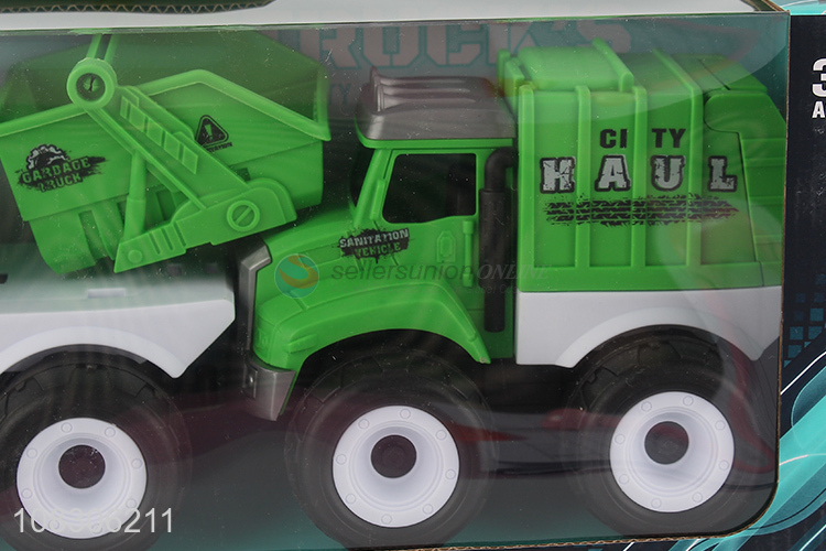 High Quality Inertial Sanitation Truck Plastic Toy Vehicle