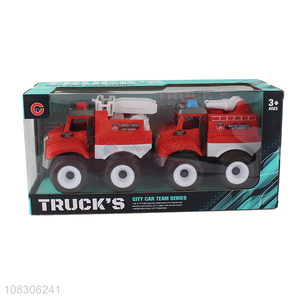 Custom 2 Pieces Inertial Fire Engine Toy Car Set
