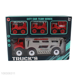 Good Quality Inertia Truck With 3 Fire Engine Toy Car Set