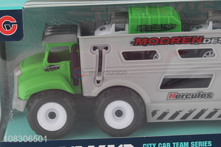 Best Quality Inertial Truck With 2 Sanitation Truck Toy Car Set