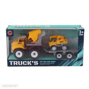 Cartoon Inertial Engineering Vehicle With Pull Back Toy Truck Set