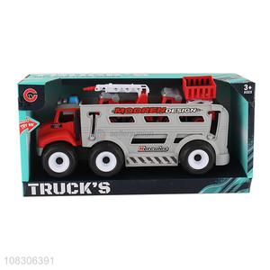 Light And Music Inertial Fire Engine With 2 Little Car Set Toy