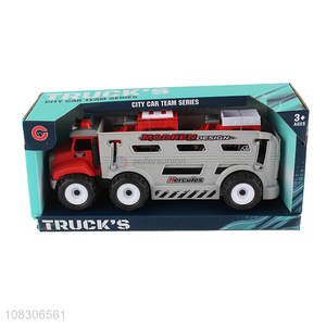 Popular Inertial Fire Fighting Truck With 2 Pull-Back Car Set Toy