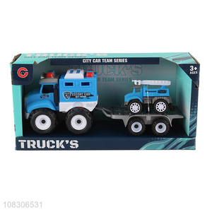 Hot Sale Inertial Police Escort Car With Pull Back Toy Truck