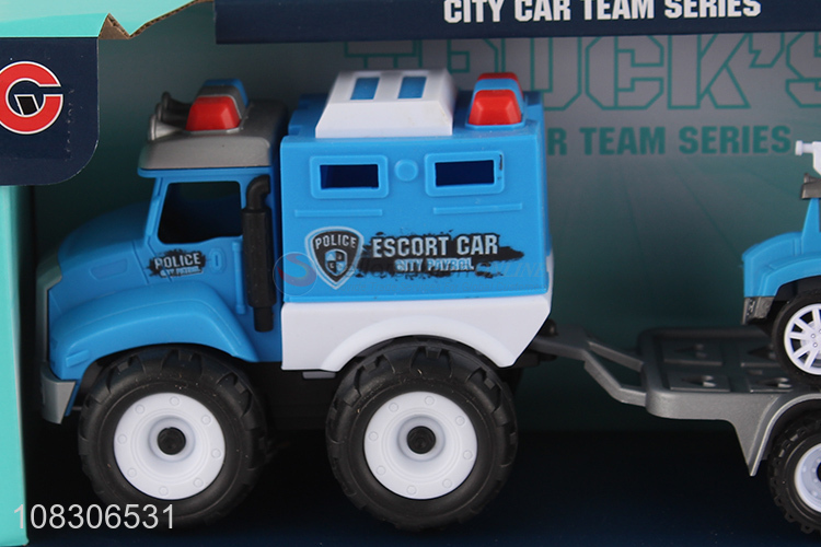 Hot Sale Inertial Police Escort Car With Pull Back Toy Truck