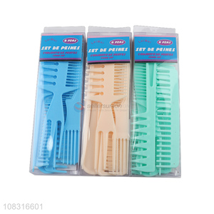 New Arrival 8 Pieces Plastic Wide Tooth And Fine Tooth Comb Set