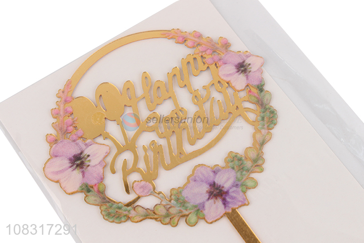 Online wholesale delicate design happy birthday cake topper