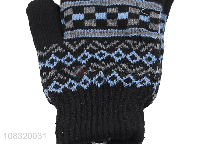 Factory supply men winter gloves strechy knitted gloves