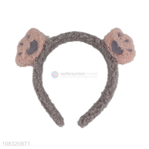 New product lovely headband fluffy hairband with bear paws