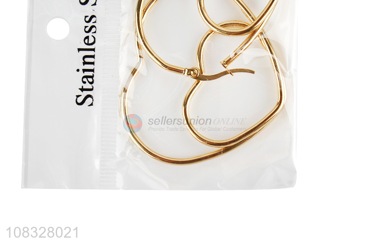 Unique Design Heart Shape Hoop Earring Ladies Earring