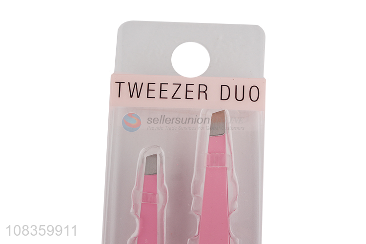 Factory wholesale 2 sizes stainless steel eyebrow tweezers for women