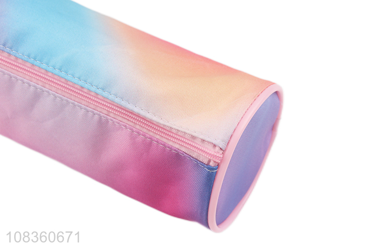 Good quality round pencil case cylinder zipper pencil pouch for girls