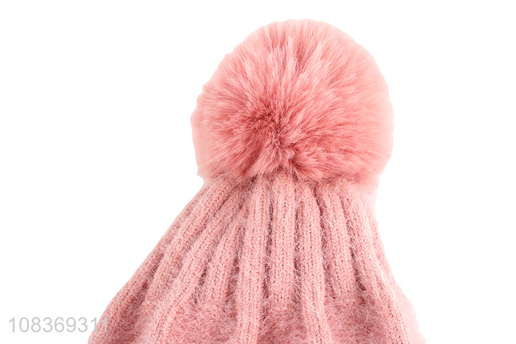 Most popular soft pink winter knitted hats with top quality