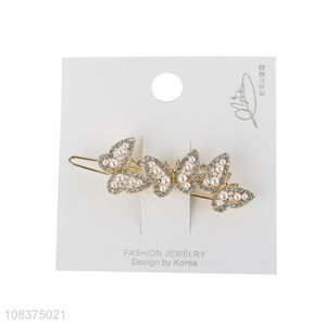 Best sale pearl decoration butterfly hairpin hair clips