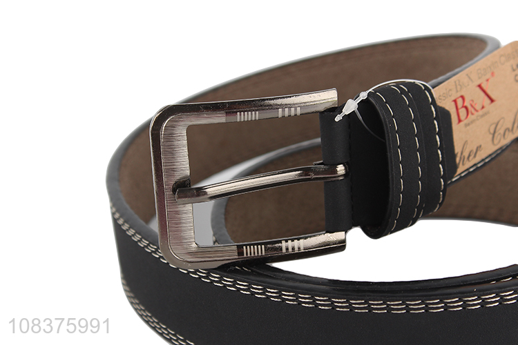Yiwu market metal buckle stitched pu leather casual belt for men