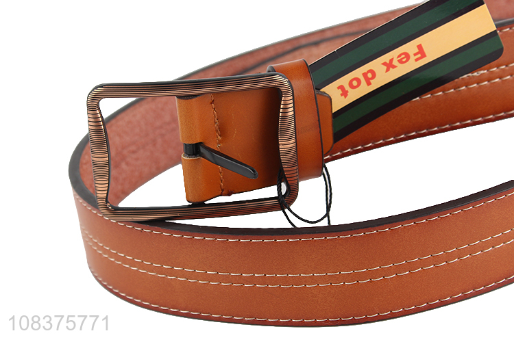 Hot selling men's belt retro stitched pu leather belt for khakis