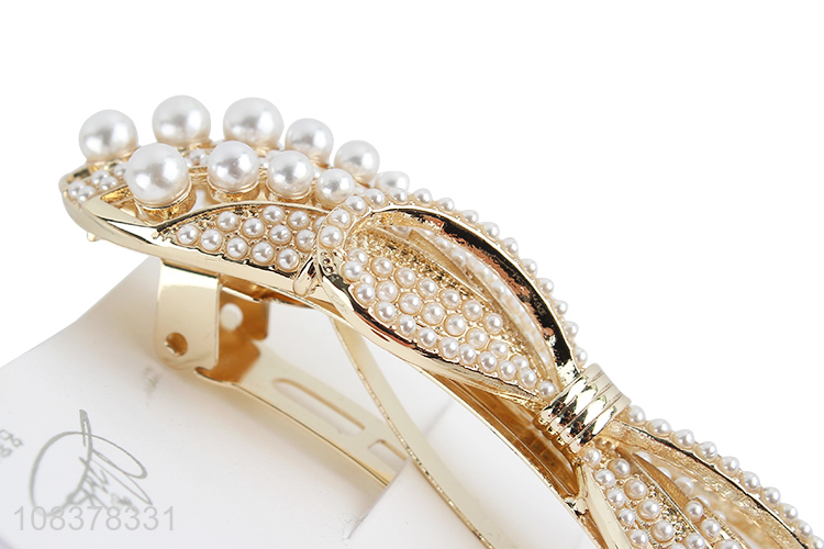 Custom Pearls Alloy Automatic Spring Clip Hair Clip