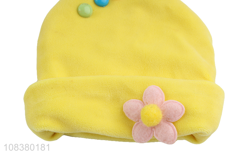 Hot Sale Flower Design Pointed Cap Soft Beanie Baby Hat
