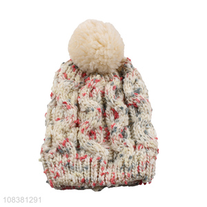 New Arrival Ladies Knitted Hat Winter Beanies With Fur Ball