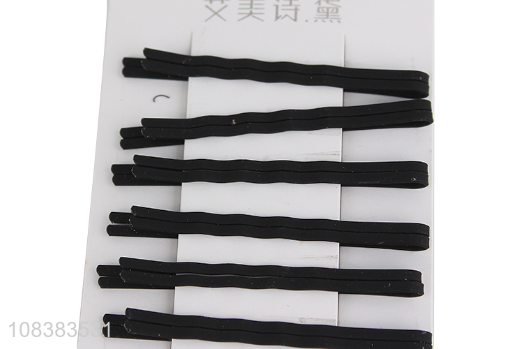 Popular products 12 pieces frosted black metal bobby pins hair clips pins