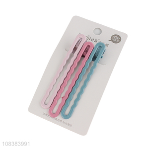 Yiwu wholesale simple color wave duckbill hairpins for girls