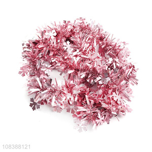 Bottom price shiny Christmas tinsel artificial garland wall decoration