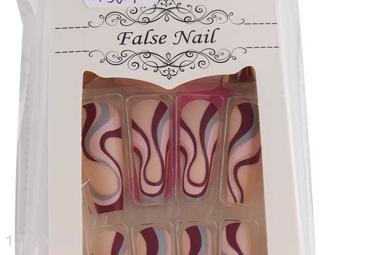 New-style long lasting hand painted full cover ballerina fake nails