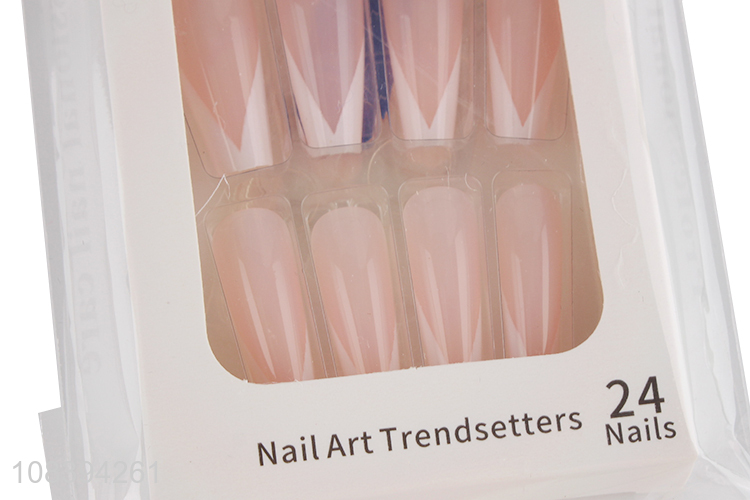 Popular items press on false nails French style fake nails for girls