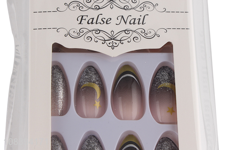 Hot selling full cover glitter fake nail set artificial nail tips