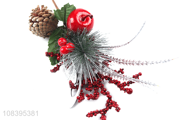 Low price red berries pine cone christmas twigs for sale