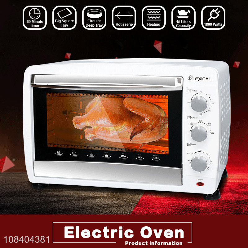Wholesale EU standard multifunctional fully automatic rotation electric oven 45L 1800W