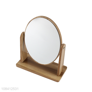 Good quality vanity standing 360 degree rotation wooden makeup mirror